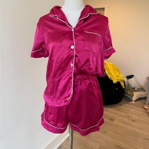 Pink Satin Pajama Set